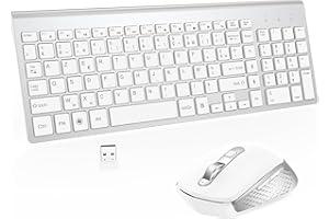 GALENMORO Clavier Souris sans Fil - AZERTY Silent USB Compact Clavier de Souris Pleine Taille Ergonomique pour PC/Ordinateur/Laptop/TV/Windows