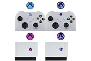 PlayVital Autocollant pour Xbox Series/One X S Manette & Console Logo,Stickers Bouton Switch pour Xbox Elite Manette & Kinect,60 PCS