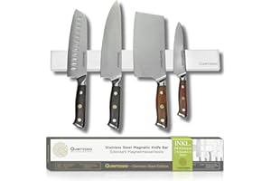 QUINTESSIO - Barre aimantée pour couteaux - Barre magnétique en acier inox 40 cm - Support couteau de cuisine - Aimant couteau mural - Barre aimantée porte couteaux - Porte couteaux aimanté - blanc