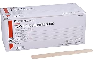 Henry Schein Sterile Tongue Depressor, 6-Inch Adult Size - Disposable, Splinter- Free Wood - Versatile for Medical, Arts, and Crafts- 100/Box