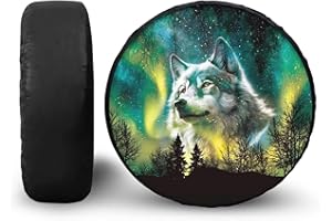 POLERO Spare Tire Protector Galaxy Wolf Spare Tire Cover fit 14-19 Inch Tire Diameter Tire Wheel Cover