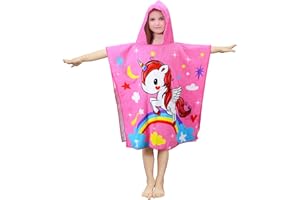 JORAKI Poncho da Bagno per Bambini, Asciugamano da Spiaggia Per Bambini con Cappuccio Telo Mare in Microfibra per Spiaggia Bagno Doccia Nuotare Piscina Accappatoio per Ragazze Ragazzi 2-8 Anni