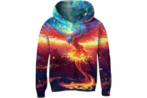 Fanient Pull à Capuche en Polaire Imprimé 3D pour Garçons et Filles avec Poches Kangourou