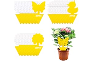 CIRULLI 60x Gelbsticker gegen Trauermücken - 3 Muster,Effektive gelbsticker zur Bekämpfung von Schädlingen in Zimmerpflanzen und Küchen, Pestizidfrei,Mückenfalle,Gelbtafeln gegen trauermücken