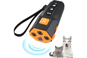 Jewyow Ultrason Anti Aboiement Chien, 23ft Dispositif Ultrasonore Anti-Aboiements pour Chiens, Rechargeable Portatif Anti-Aboiements avec 4 Modules, 1600mAh en Différents Chiens