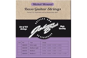 Johnny Brook Set Of 4 Nickel Wound Bass Guitar Strings (Extra Light Gauge)