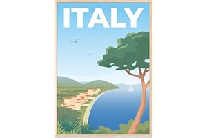 JUNOMI® Italie Affiche DIN A2 | Décoration murale salon, tableau mural moderne, affiche de voyage | Avec cadre naturel