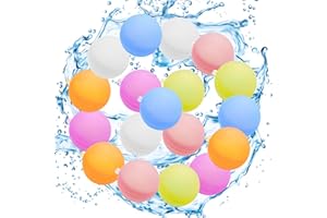 Atuoxing 18 PCS Bombe a eau Réutilisable, Ballons d'eau à Remplissage Rapide, Bombes à eau Réutilisables en Silicone, Reusable Water Balloons pour les Fêtes D'été de la Piscine (18Pcs)