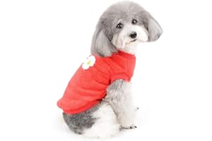 ZUNEA Jerséis para Perros Pequeños Ropa Invierno Cálido Abrigo Chaqueta Forro Polar Cachorros Suéter Suave Cómoda Suéter Terciopelo Ropa de Navidad para Mascotas Chihuahua Perros Niñas Rojo L