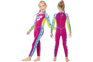LANSRU Muta per bambini per ragazzi e ragazze 2,5 mm in neoprene Costume intero a maniche lunghe per tutto il corpo, protezione UV Tenere al caldo per immersioni subacquee Snorkeling Nuoto Pesca