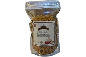 Rani Mix Luxury Bombay Mix with Cashews – Chilli & Garlic Flavour – Spicy Indian Snack, Vegan Bar Snack, Small Batch Freshly Made (180g)