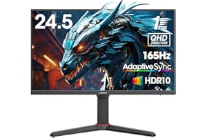 KOORUI 24.5 Inch Gaming Monitor QHD (2560 x 1440), 165 Hz, 1ms, DCI-P3 90% Color Gamut, Adaptive Sync, (HDMI, DisplayPort) Black 25E3Q