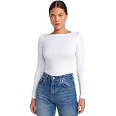 DILVIN Kayık Yaka Uzun Kollu Crop Top Kadın Ribana Kumaş Fitted G&uuml;nl&uuml;k Bluz
