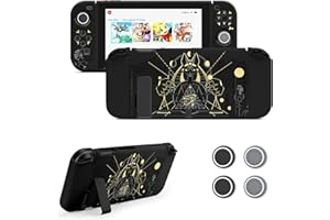 JINGDU Coque Compatible avec Nintendo Switch NS, Étui Dockable Nintendo Switch NS avec 4 Poignées Couvre Pouce, Coque de Protection pour Switch NS Modèle,Anubis