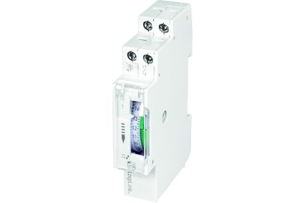 LogiLink ET0009 ET0009-DIN-RAIL - Minuterie avec minuteur mécanique pour Changer Facilement par Exemple Les néons, Les Chauffe-Eau, Les Lampes de Poche, Les systèmes d'irrigation, etc., Protection