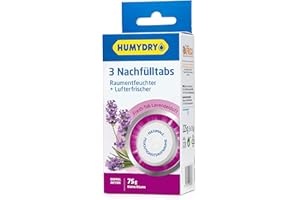 Set de 3 Tabletas Mini Antihumedad - Recambio para Deshumificadores - Aroma Lavanda - Ideal para Absorber la Humedad de Armarios, Baños y Habitaciones - 75 g - Humydry