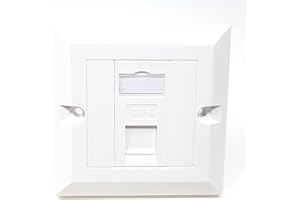 MainCore RJ45 / Cat6 Faceplate 1 Way Single Port Socket/UK EU Standard (Compatible with CAT5, CAT5e, CAT6a, CAT7 / LAN Network) with Keystones Jacks