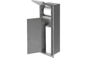 LuxeBath Dolt Skåpmodul i Rostfritt Stål för WC-Borstgarnityr, Silver, 60x20x14 cm Badrumsskåp med Toalettrullehållare, Infäl