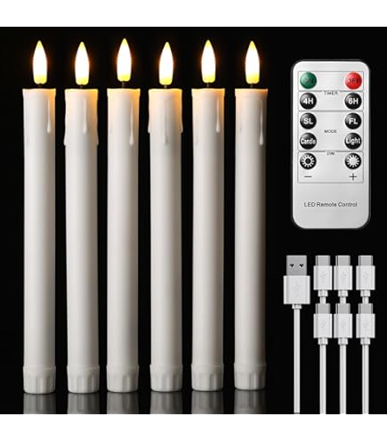 PChero Bougie Chandelier LED Decorative, Lot De 6 Fausses Bougies à LED Flamme Vacillante Cire