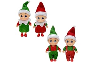 Mienocol Mini elfo de Navidad bebé travieso bebé elfos muñecas juguete para niños y niñas, accesorios de tradición navideña muñeca (correa 4 piezas)