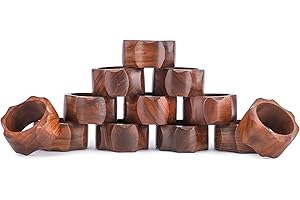 Ajuny Servilleteros De Madera Juego De 12 Hechos A Mano 1,5 Pulgadas Decorativos De Diseño Octogonal para Mesa Comedor Cocina Y Decoración del Hogar