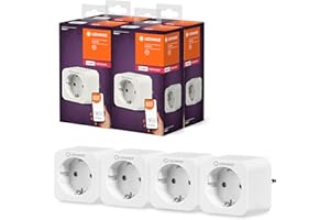 LEDVANCE Smarte Steckdose für Innen mit ZigBee Technologie, bindet konventionelle Geräte ins Smart Home ein, kompatibel mit Alexa, Google & SMART+ ZB INDOOR PLUG, 4er-Pack