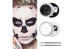 YIMOJOY Gesichtsfarbe 20gx2 Schwarz & Weiß Schminke Set mit Makeup Pinsel,Clown Bilden Gesicht Körper Farbe Set,Body Paint für Zombies, Vampire, Monster, Cosplay