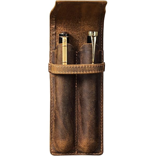 Aabellay Leder Federmäppchen Aus Crazy Horse Leder - Handgemachte Stiftehülle, 16x4 Cm, Schwarz - Für Füller, Kugelschreiber & Stifte