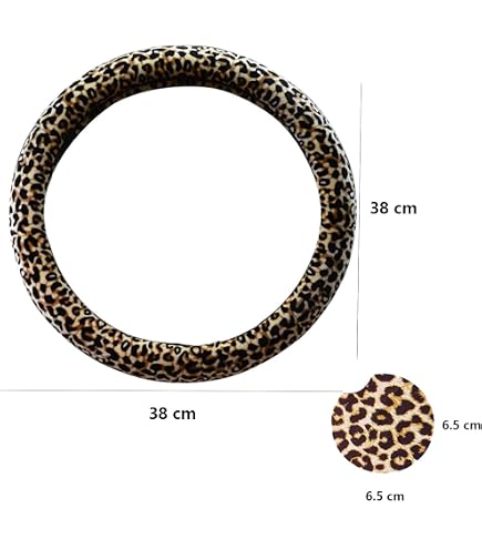 Hivel Inverno Leopardo Peluche Coprivolante Auto Morbido Caldo Peloso Antiscivolo Leopard Veicolo Copri Volante Car Steering Wheel Cover 38cm - Rosa