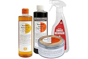 Renuwell Möbel Öl 500 ml + Regenerator 500 ml + Wachs 500 ml + Swiss Reiniger 500 ml Spar-Set