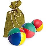 ✓ 3 jongleringbollar av hög kvalitet ✓ Organisk fyllning ✓ Onlinevideo ✓ Burlap-bärväska ✓ “The Ultimate Juggling Set” ✓ av M