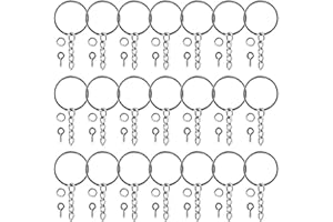 Naler Juego de 120 Piezas Llaveros con Cadena + Anillas Abiertas + Pasadores de Tornillo para Manualidades DIY (25 mm de Diámetro)