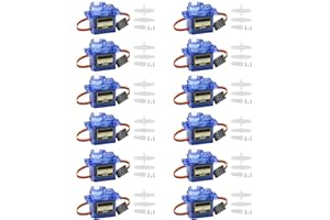 Vaileal 12pcs 9G Micro Servo Motor: Micro Servo Motore 9G per RC Robot Arm/Mano/Camminare Elicottero Barca Aeroplano Elicottero Auto Modelli di Veicoli Controllo con Cavo, Cavo Mini Servos Arduino