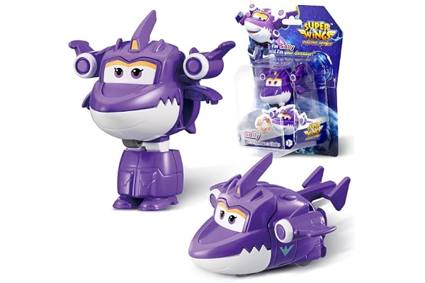 Super Wings Jouets Transforming Sally, Figures d'action 2 en 1, Jouet Robot Avion 5cm, Jouet Transformateur pour Garçons et Filles à partir de 3 Ans, Mauve