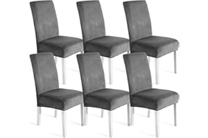 Ystyle Fundas de Sillas Terciopelo Pack 6, Fundas Sillas Comedor Ajustables Elasticas, Chair Cover Universal Moderno, Suave Lavables Funda Protectora, Banquetes Restaurante Hotel, Gris Claro