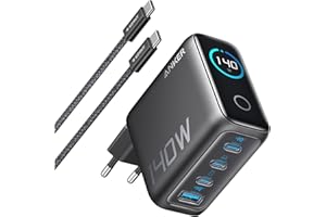 Anker Zolo Chargeur USB C 140W, Adaptateur 4 Ports Rapide et Compact, Technologie GaN, contrôles tactiles intuitifs, iPhone séries,iPhone 17, Samsung, MacBook Air/Pro, Pixel, AirPods et Autres