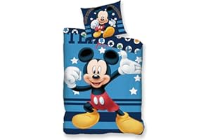 AYMAX S.P.R.L. Mickey Mouse - Juego de Cama Infantil (140 x 200 cm, Funda de Almohada de 65 x 65 cm, 100% algodón), diseño de Mickey Mouse