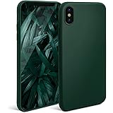 Moozy Minimalist Series, Cover in Silicone per iPhone X e iPhone XS, Verde Notte - Finitura Opaca, Custodia Sottile e Morbida