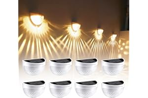 Phantoscope 8 Pack Solar Fence Lights Outdoor, Wireless LED Garden Lights Solar Powered, Waterproof Solar Wall Lights Outdoor for Decorations, Fence, Yard, Deck,Stairway,Gate, Wall (Warm White)