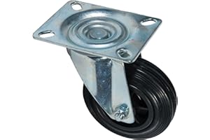 WERKA PRO Roulette pivotante sans frein pour manutention, capacité de charge 100 kg, idéale pour atelier et garage, rotation fluide grâce à billes en acier, diamètre 100 mm, couleur gris et noir.