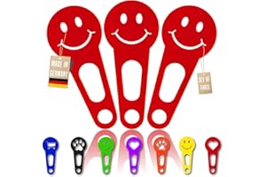 OnAir 3 x Einkaufswagenlöser zum abnehmen als Schlüsselanhänger; Einkaufswagenchip sofort abziehbar 3 Stück im Set; Handmade (Rot, Happy Face)