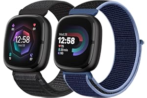 Runostrich Nylon Loop Straps Compatible with Fitbit Versa 4/Sense 2/Versa 3/Sense, Soft Breathable Sport Adjustable Replacement Band Women Man Wristband Accessories