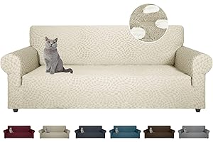 CHELZEN Latest Water Repellent Sofa Covers 3 Seater Super Stretch Couch Cover for Dogs Pets Non-Slip Sofa Slipcover Furniture Protector for Living Room (Beige, 3 Seater)
