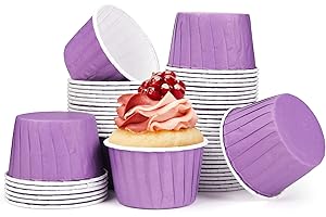 Spesh Lot de 50 Moule Muffins Papier Caissettes Cupcake Moule à Cupcake Mini Moules Muffin Jetable pour Mariage, Anniversaire, Noël(violet)