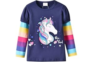 VIKITA Manga Larga Algodón Camisetas T-Shirt Niñas 1-8 años