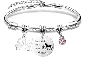 COEROW 26 Initial Letters Horse Bracelets Just A Girls Who Loves Horse Horse Bracelet for Women Girls