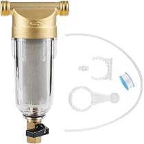 Préfiltre à Eau FERDOM FD178 - Filtre Sédiments 90 Microns, Réutilisable, Débit 2,5 M³/h, Connexions 1/2" Ou 3/4", Corps Transparent