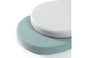 lulumoon Lot de 2 draps Housses en Mousseline de Coton, Drap Housse 90 x 40 cm de Matelas pour lit de bébé, lit de Berceau et lit de couffin(Gris Vert)