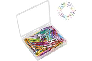 OKVGO 100pcs Paper Clips with Plastic Box of Paper Clamps for Office Stationery 33mm Multicoloured II