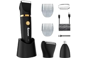 Scttomon Elektrischer Leistenhaartrimmer Kugeltrimmer für Männer Körperrasierer Trimmer Unter-The-Waist Groomer Nasenhaartrimmer Wasserdicht Kabellos 3 in 1
